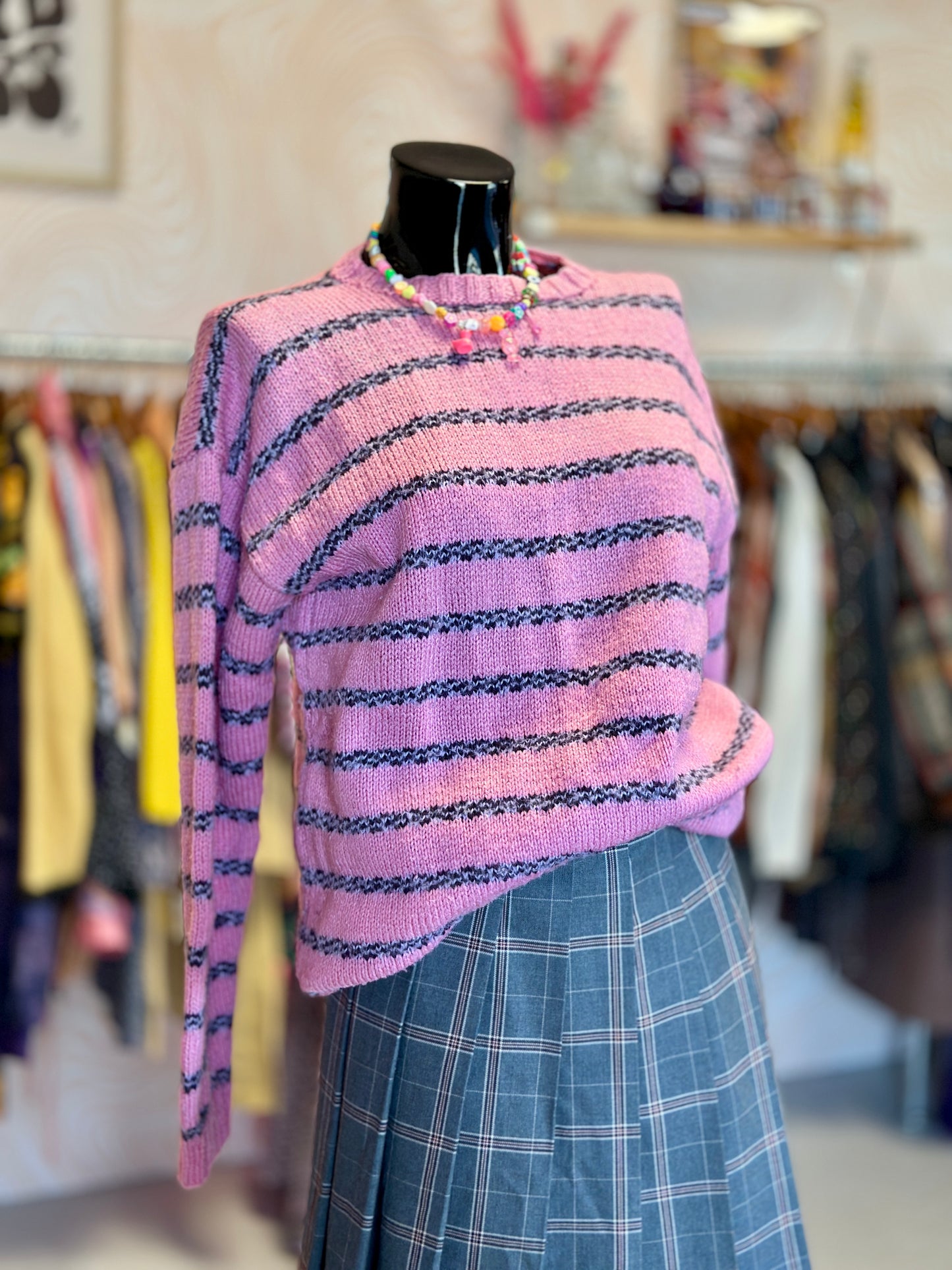 Pull à rayures rose | T. M