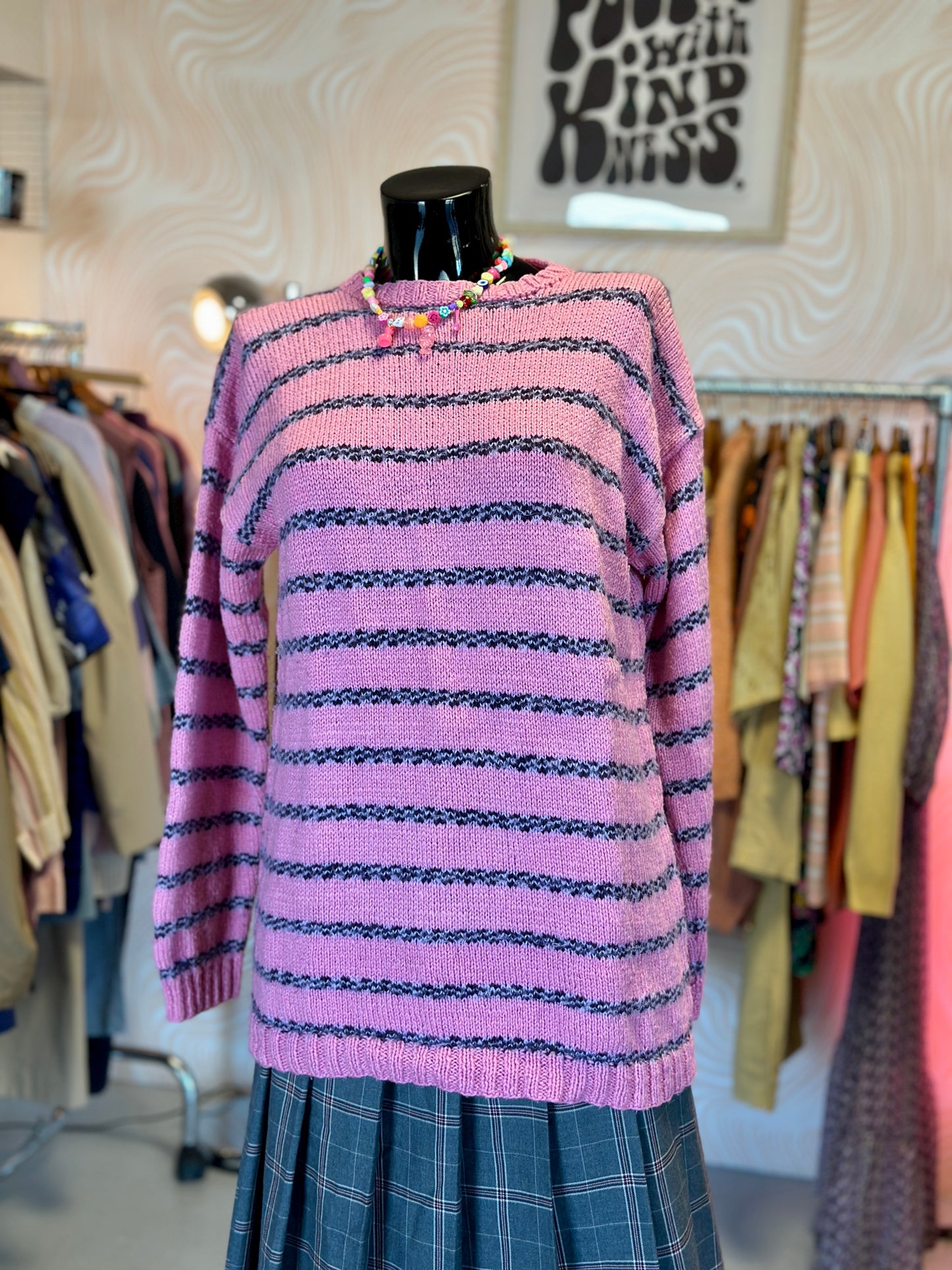 Pull à rayures rose | T. M