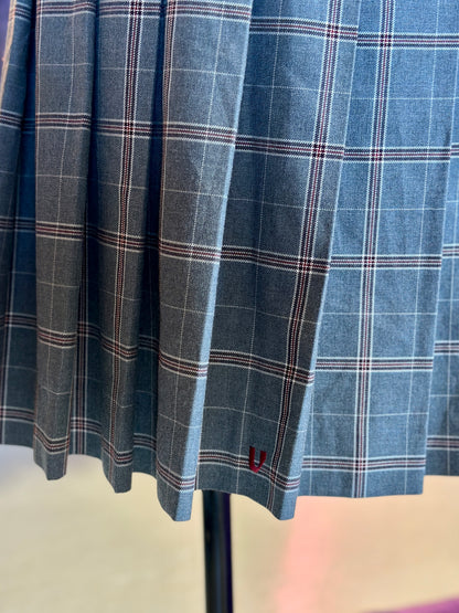 Jupe plissée mi-longue grise à carreaux | T. 32 / 34