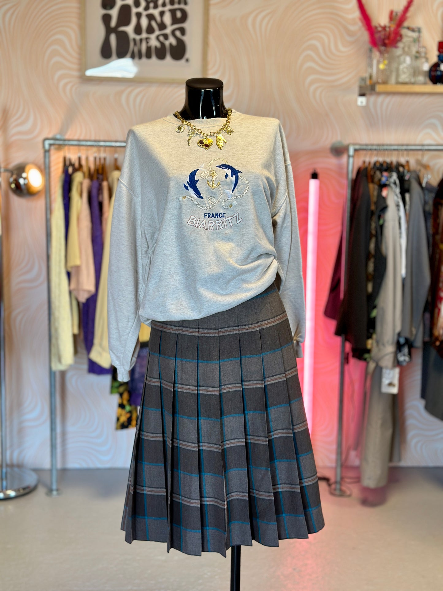 Jupe plissée à carreaux marron | T. 40 / 42