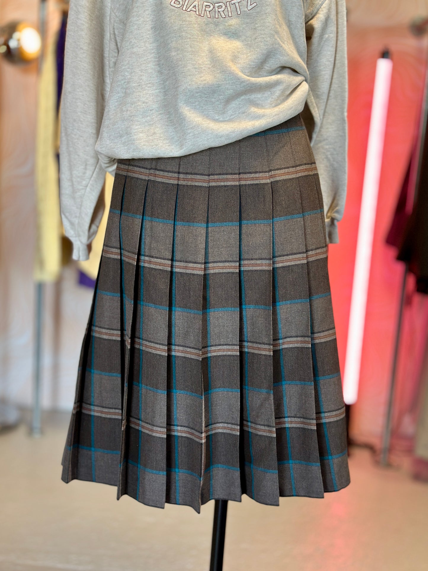 Jupe plissée à carreaux marron | T. 40 / 42