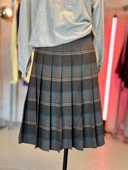 Jupe plissée à carreaux marron | T. 40 / 42