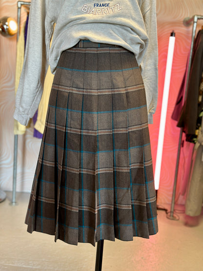 Jupe plissée à carreaux marron | T. 40 / 42