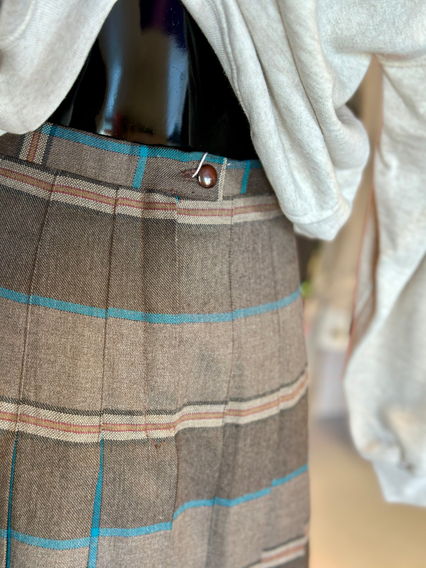 Jupe plissée à carreaux marron | T. 40 / 42