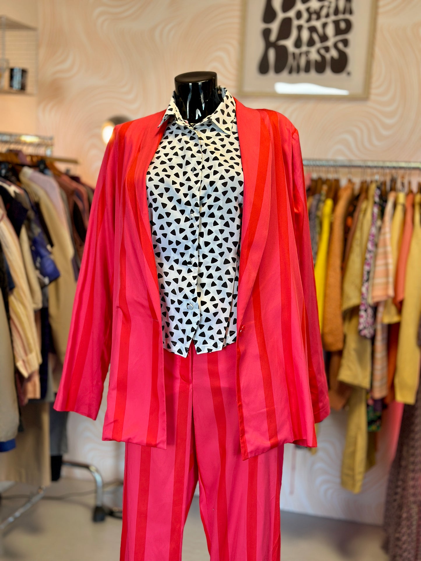 Tailleur à rayures rose et rouge | T. 42 / 44