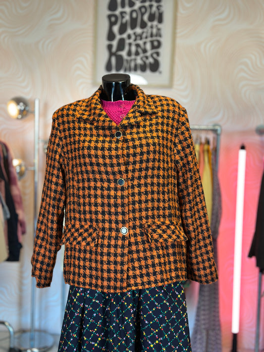 Blazer Pied de poule Orange | T. M / L