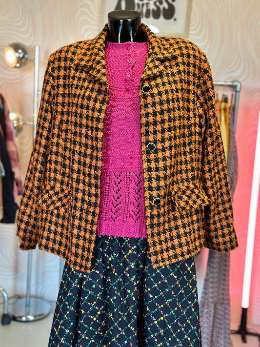 Blazer Pied de poule Orange | T. M / L