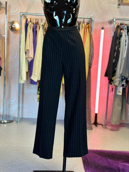 Pantalon de tailleur noir à fines rayures | T. 38
