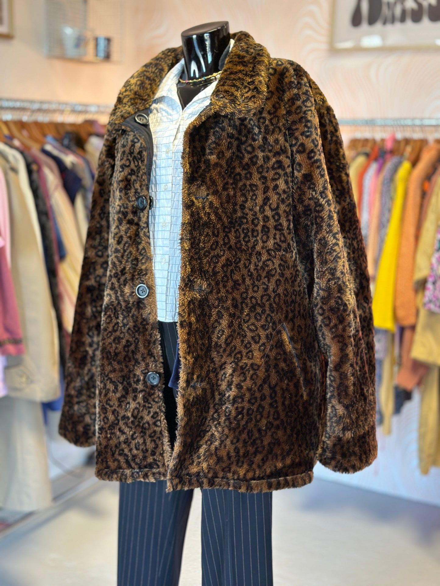 Manteau en fausse fourrure léopard | T. L / XL