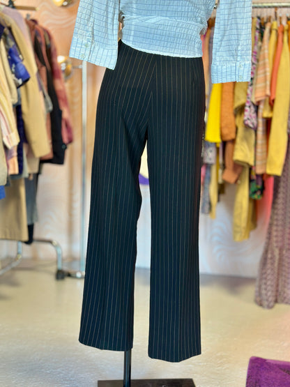 Pantalon de tailleur noir à fines rayures | T. 38
