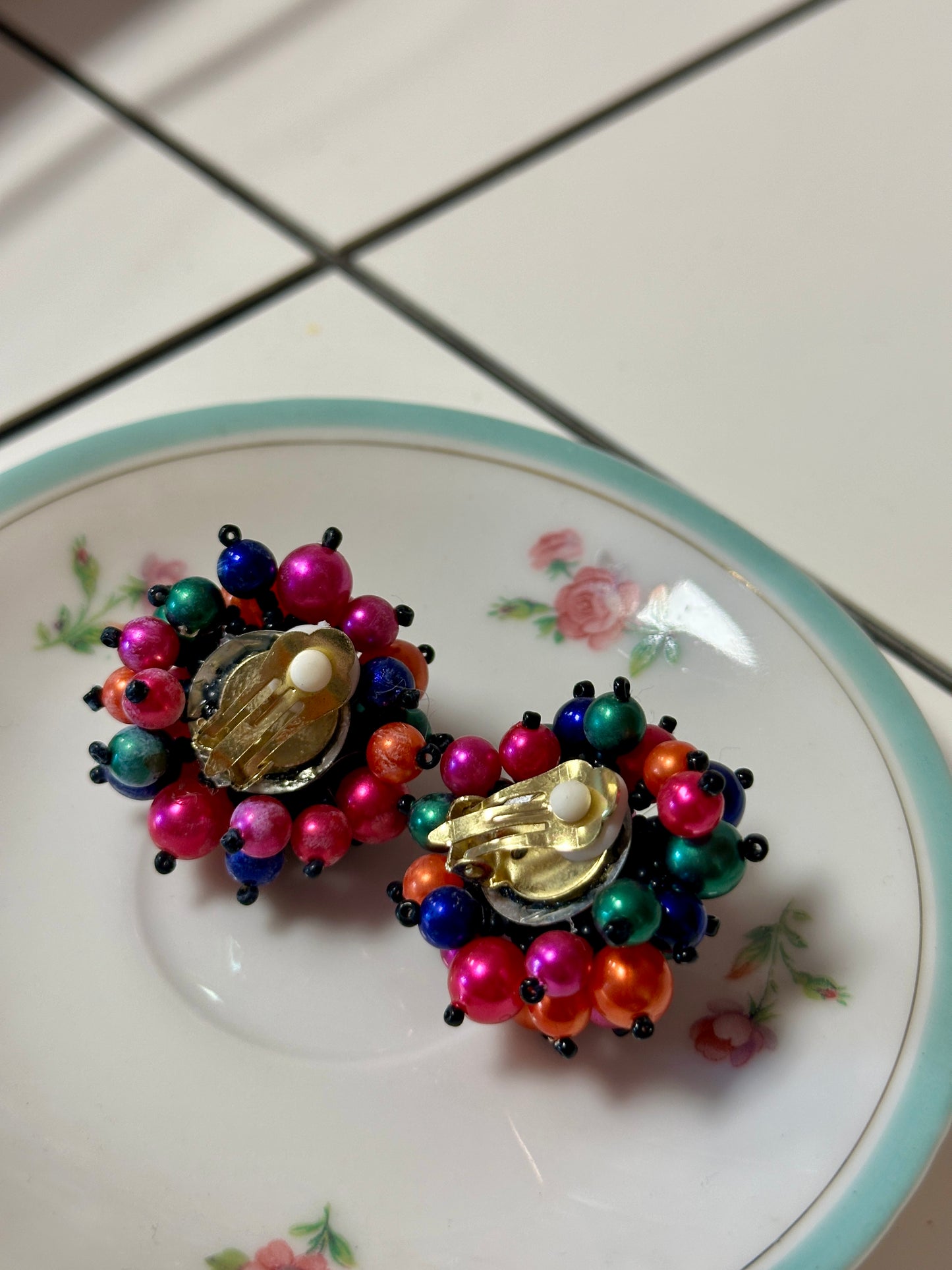 Boucles d'oreilles en perles multicolore
