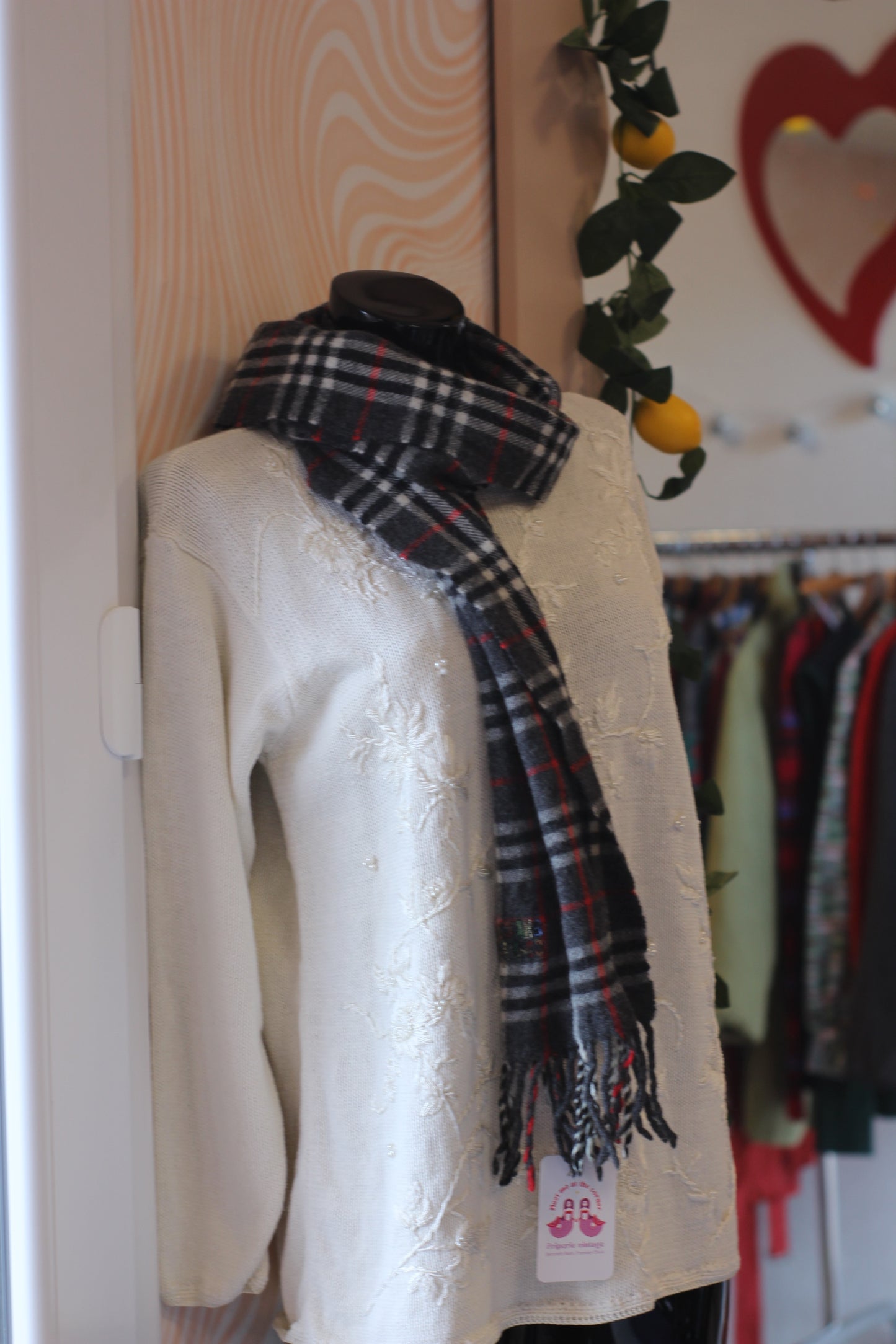 Écharpe tartan grise