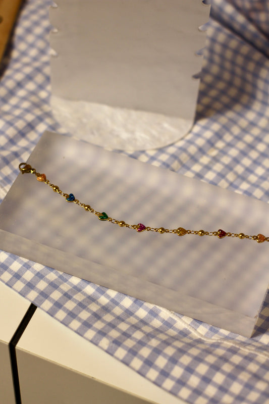 Bracelet Coeurs brillants multicolore
