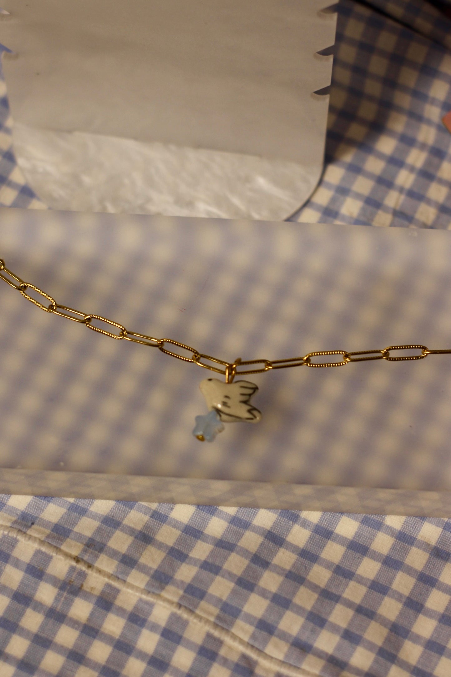 Bracelet à grigris Colombe en porcelaine