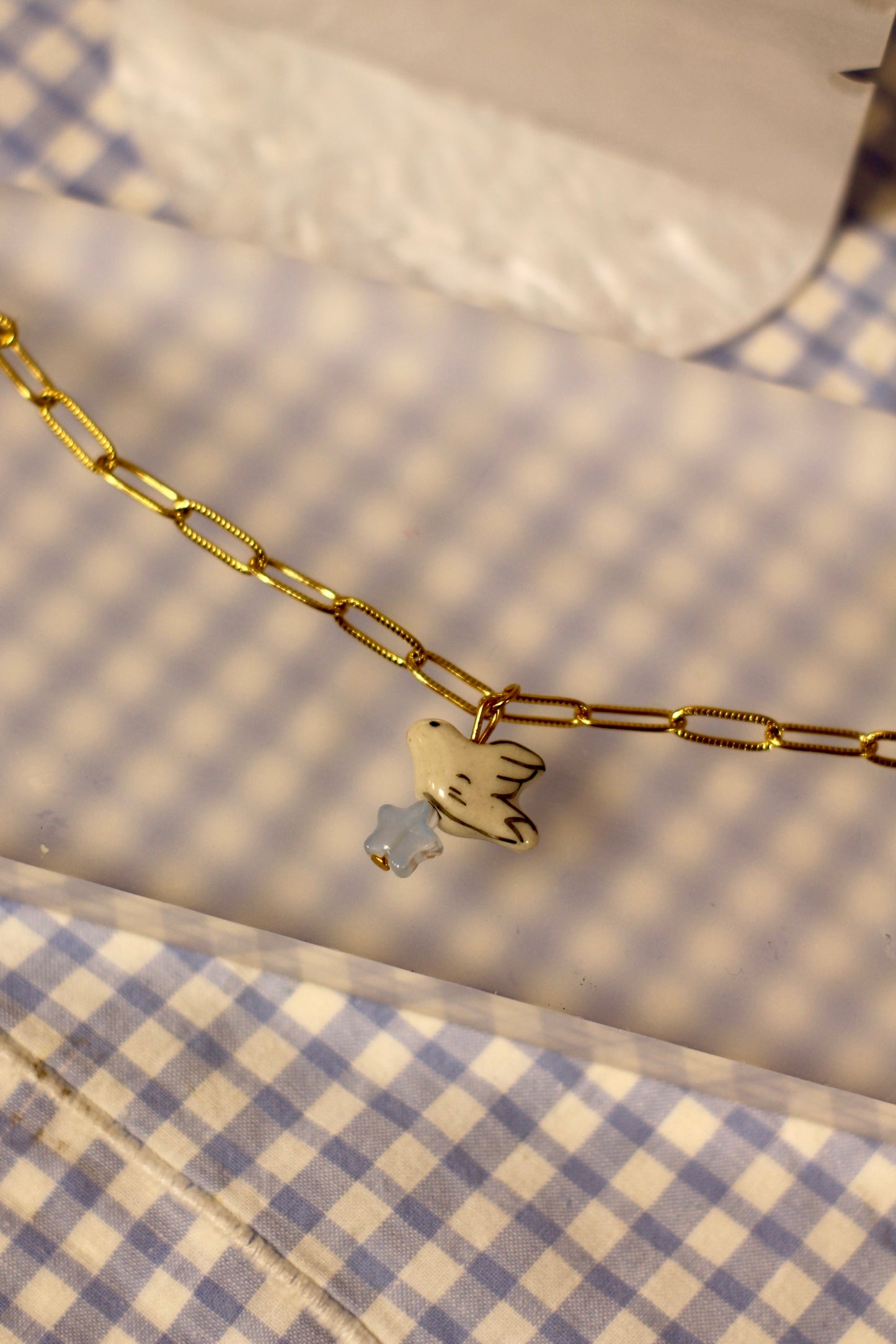 Bracelet à grigris Colombe en porcelaine