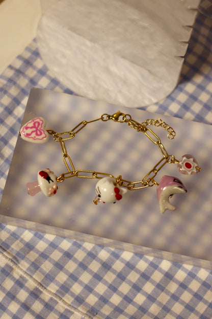 Bracelet à grigris Pink Porcelaine