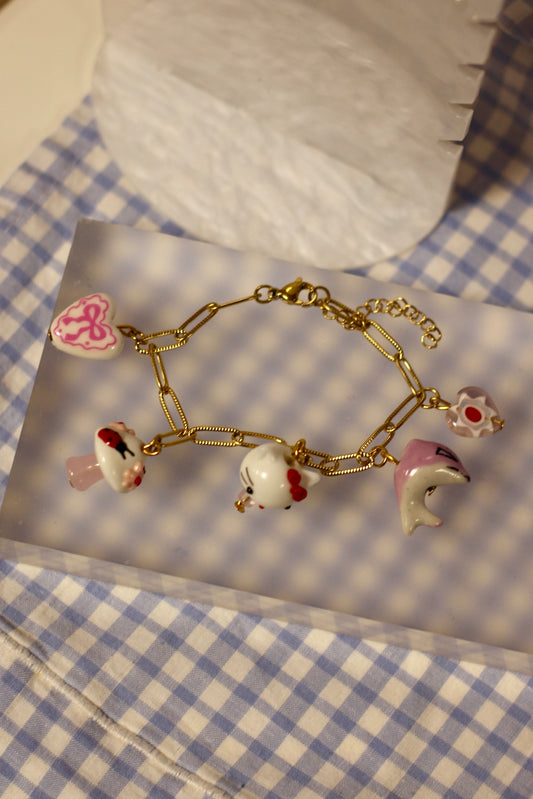 Bracelet à grigris Pink Porcelaine