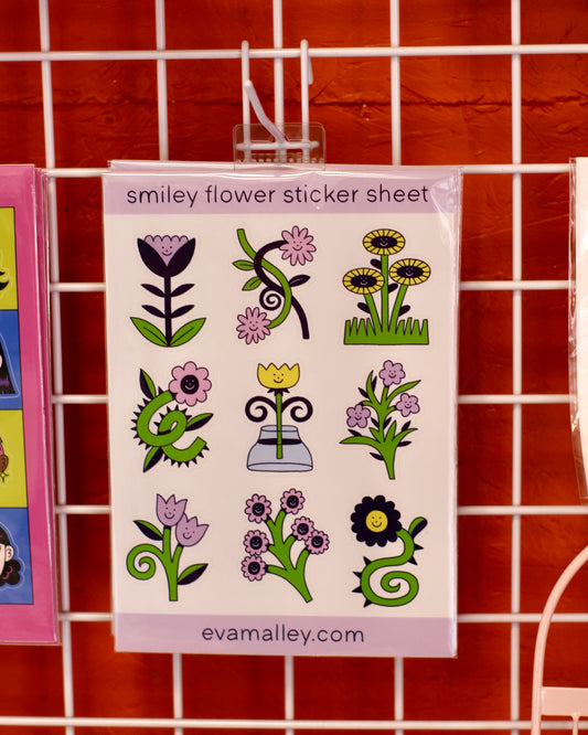 Planche d'autocollants Fleurs Smiley (A5)
