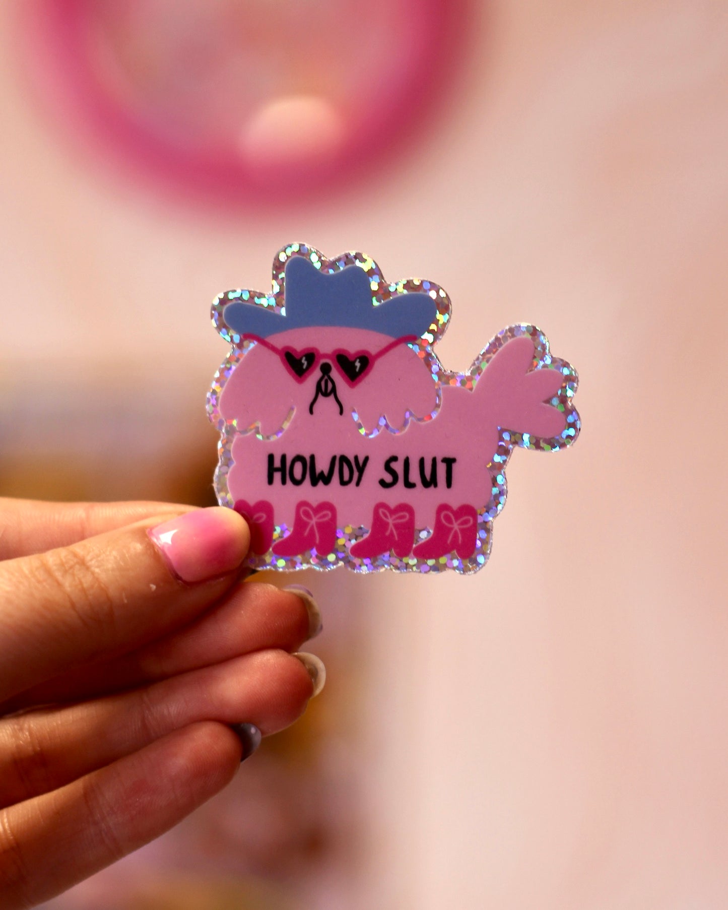 Autocollant scintillant Howdy Salope