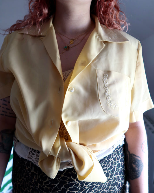 Chemise fluide jaune à broderies | L