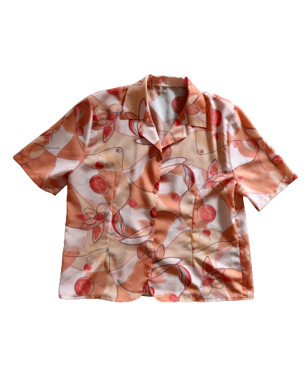 Chemise corail à fleurs | M