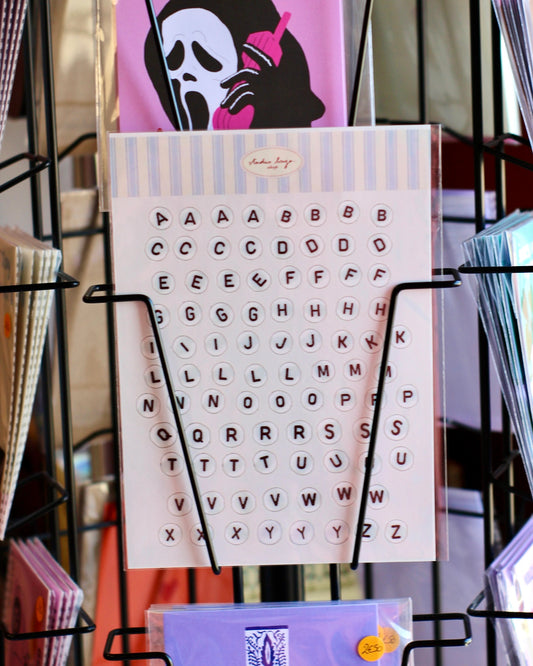 Planche de stickers lettres perles