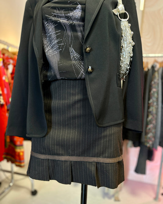 Mini jupe noir à rayures | T. 38/40