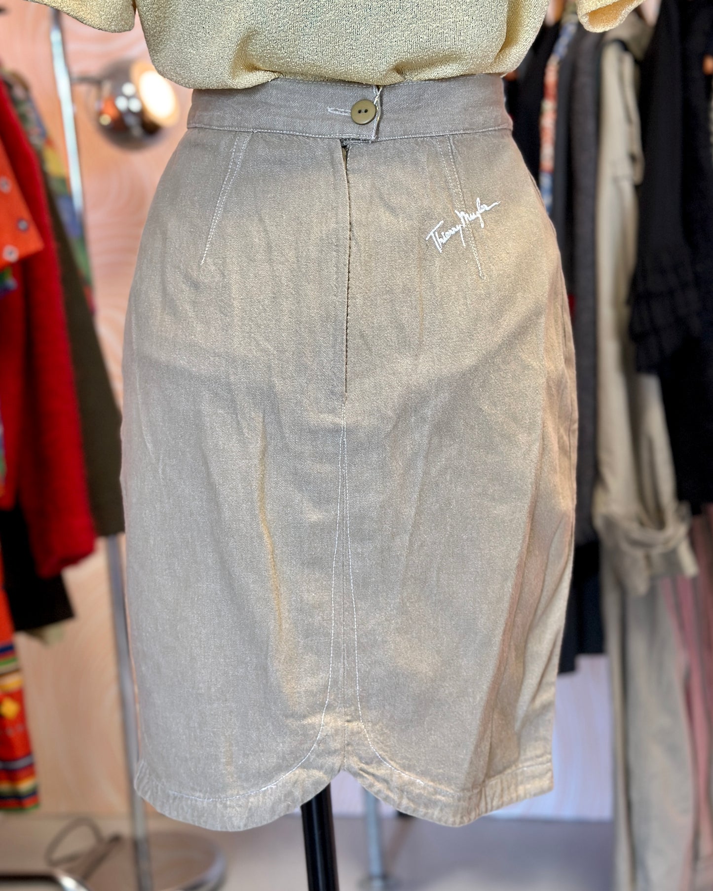 Jupe en jean beige Thierry Mugler | T. 34/36