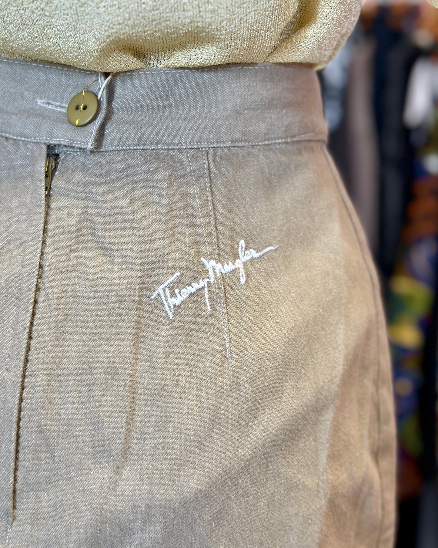 Jupe en jean beige Thierry Mugler | T. 34/36