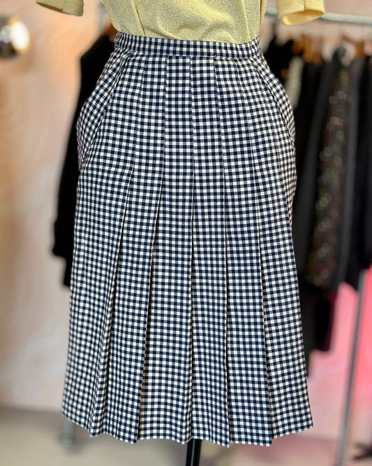 Jupe mi-longue plissée vichy | T. 36