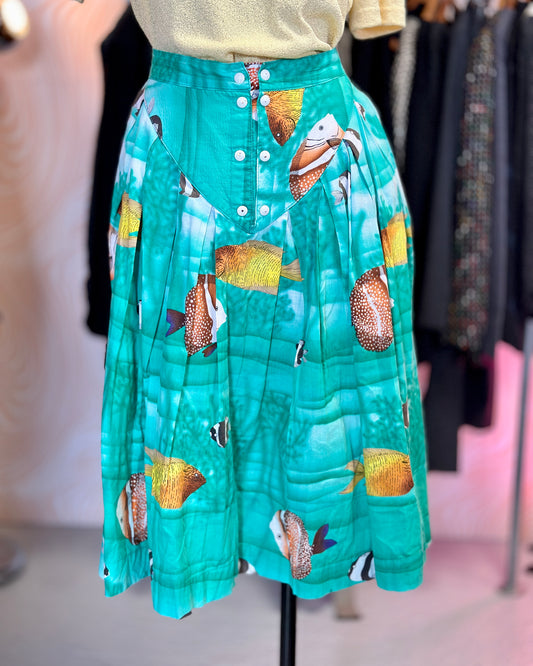 Jupe mi-longue poissons | T. 38/40