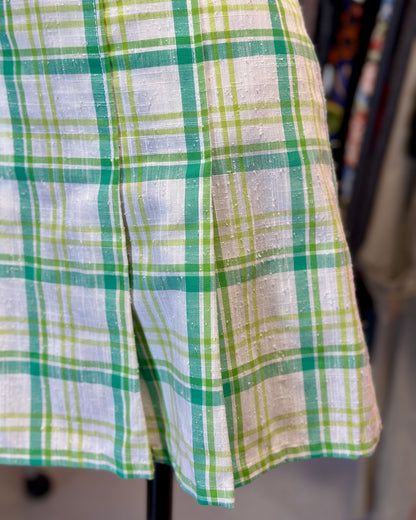 Jupe courte tartan vert plissée | T. 34
