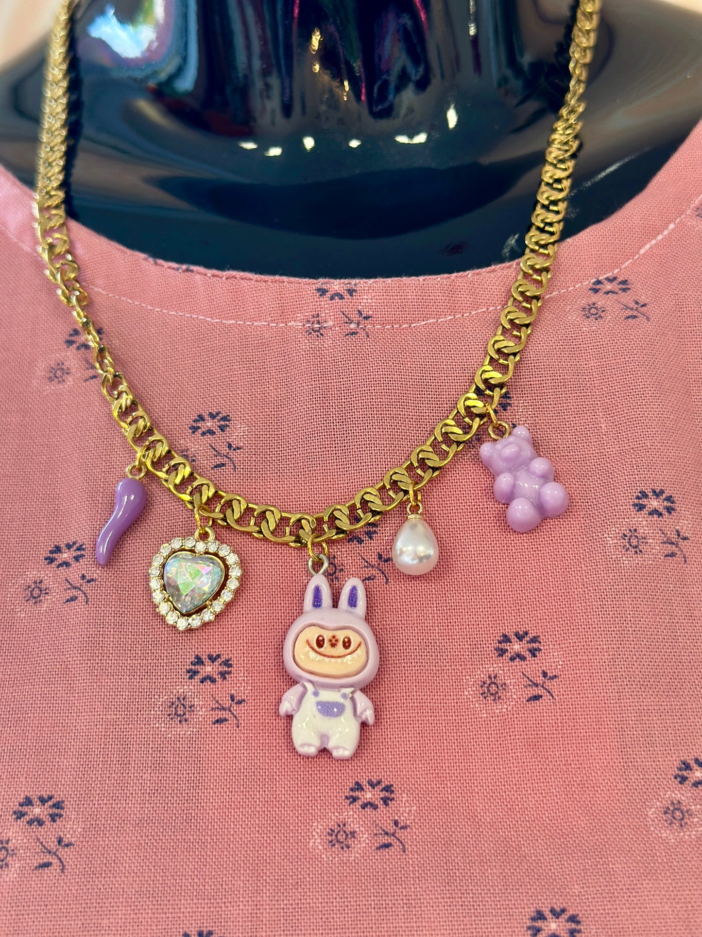 Collier à charms Labubu Lilas