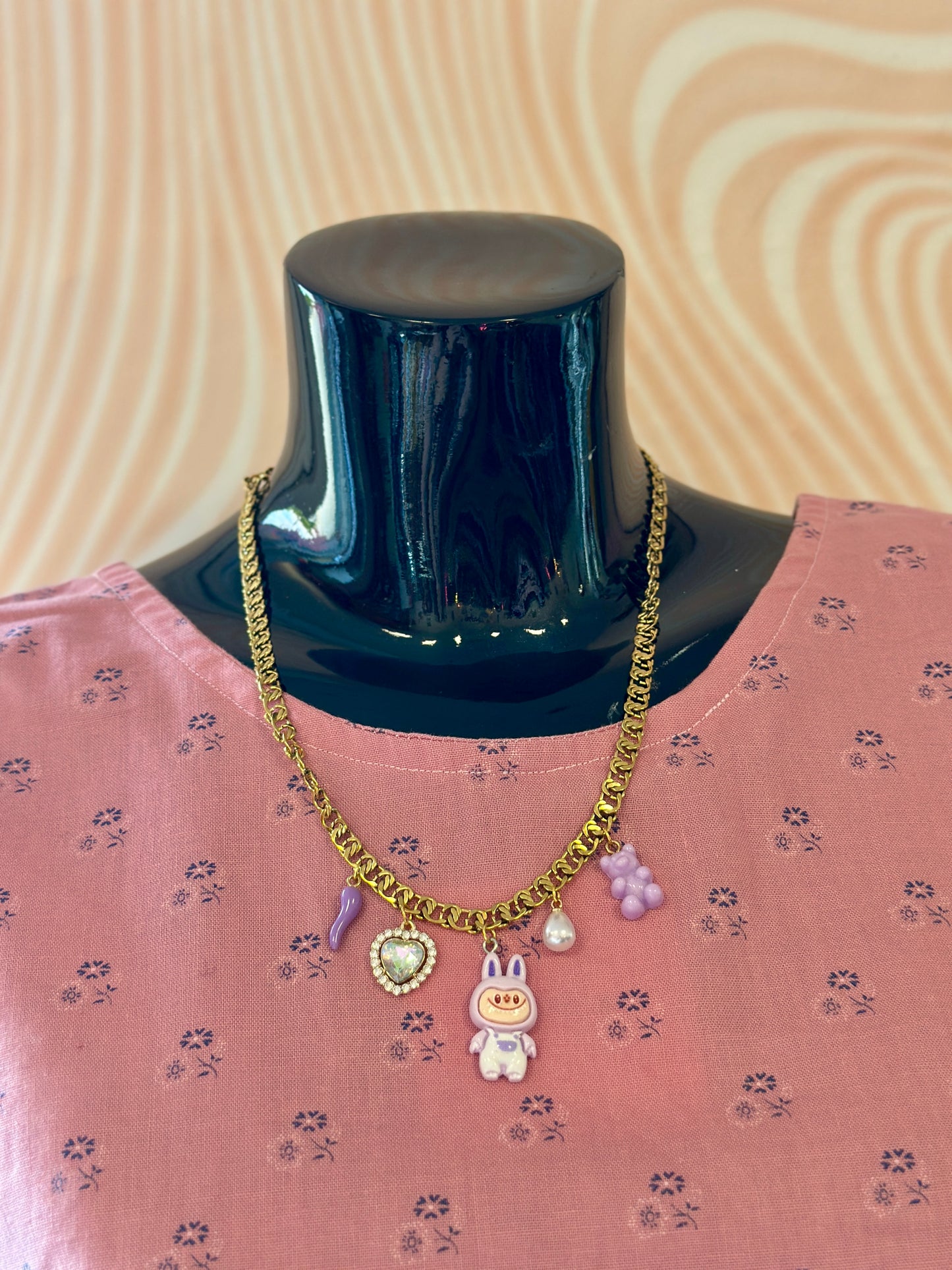 Collier à charms Labubu Lilas