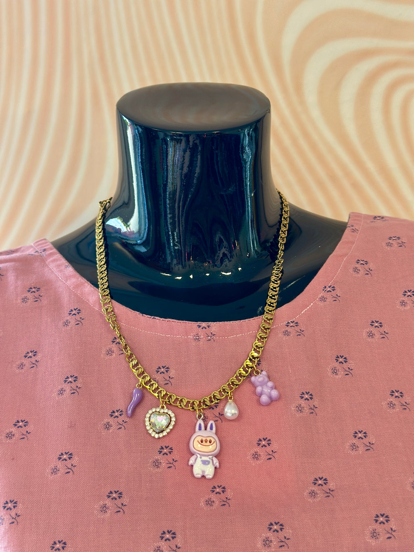 Collier à charms Labubu Lilas