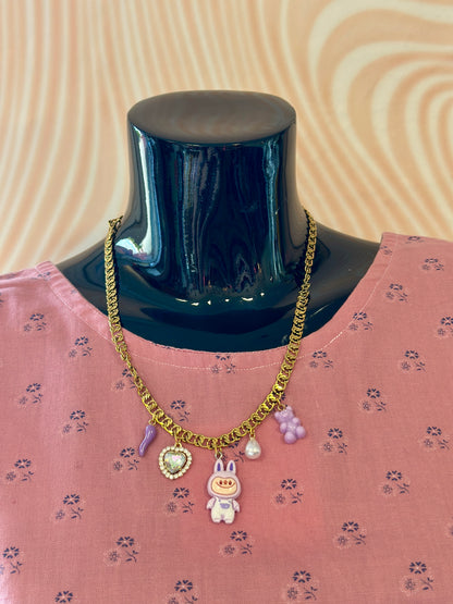 Collier à charms Labubu Lilas