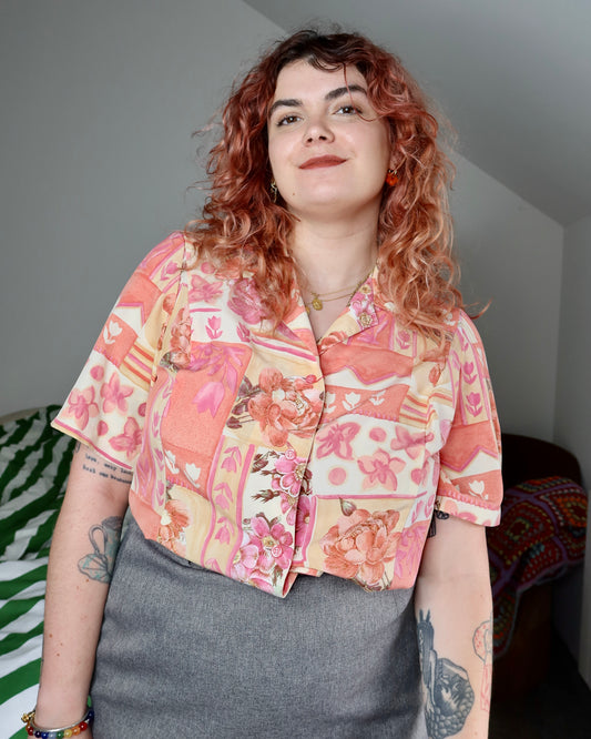 Chemise à fleurs rose | T. M