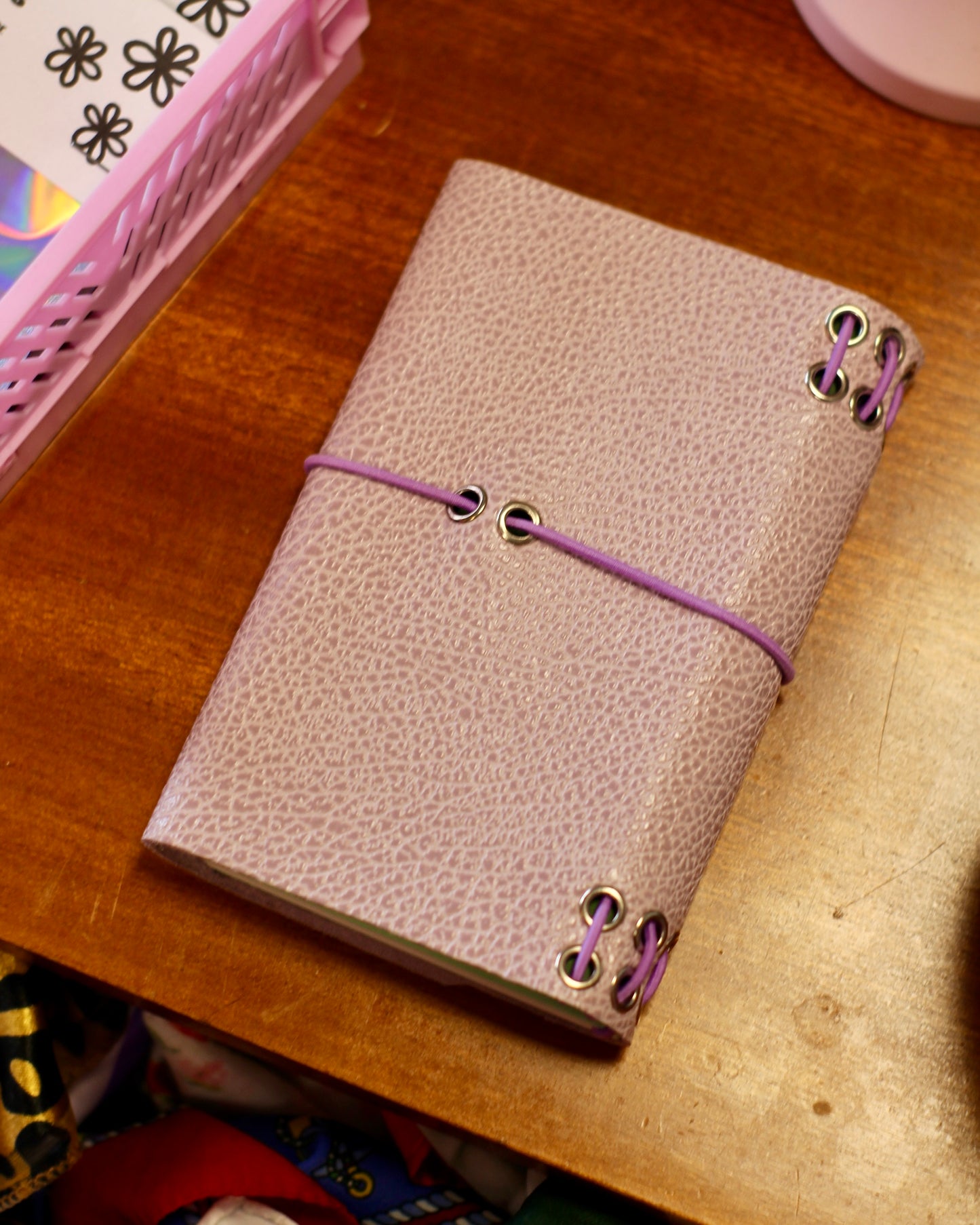 Carnet en cuir grainé - Lilas