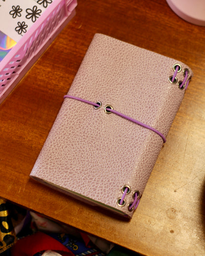 Carnet en cuir grainé - Lilas