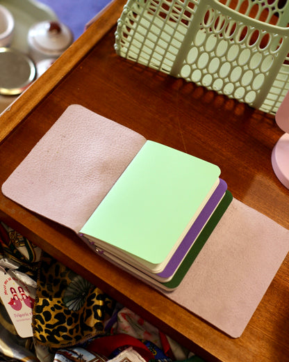 Carnet en cuir grainé - Lilas