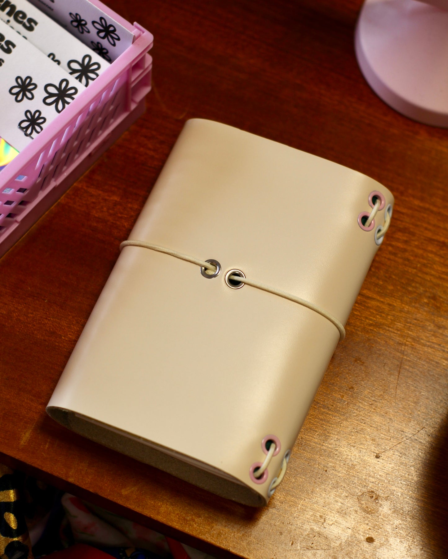 Carnet en cuir lisse - Crème