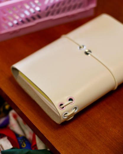 Carnet en cuir lisse - Crème