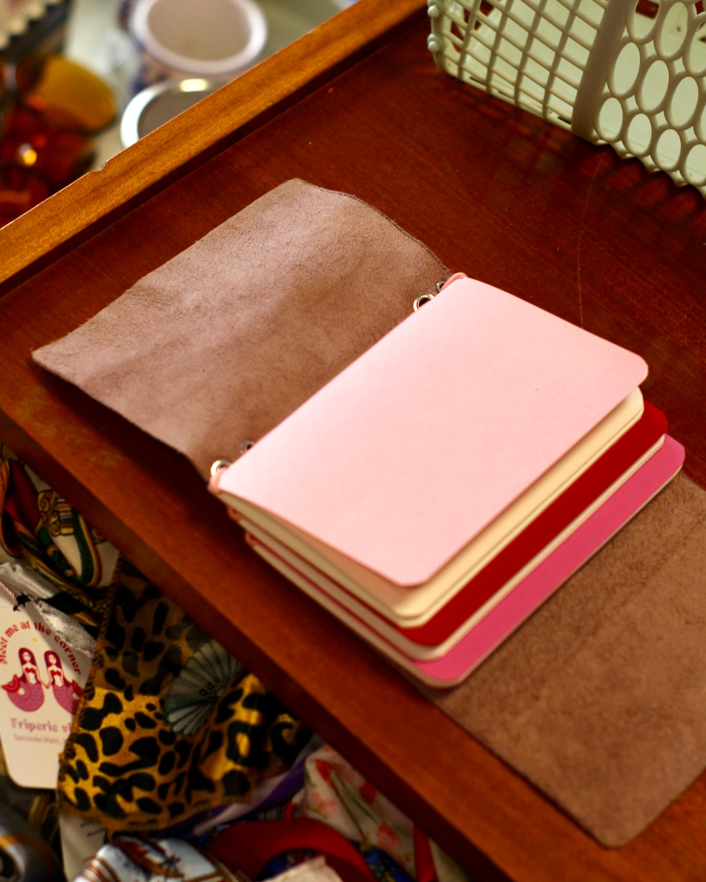 Carnet en cuir - Rose Pastel