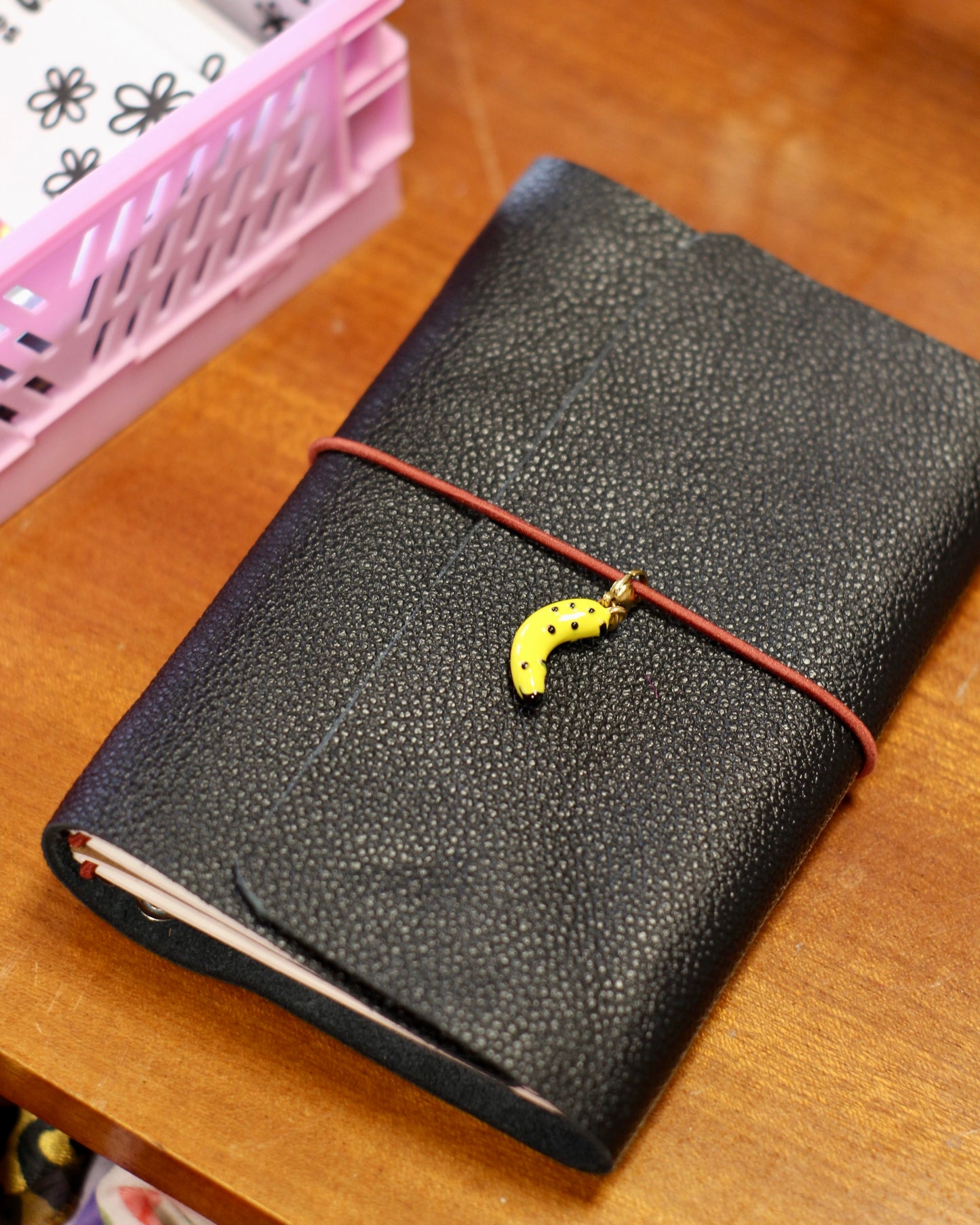 Carnet en cuir grainé - Noir