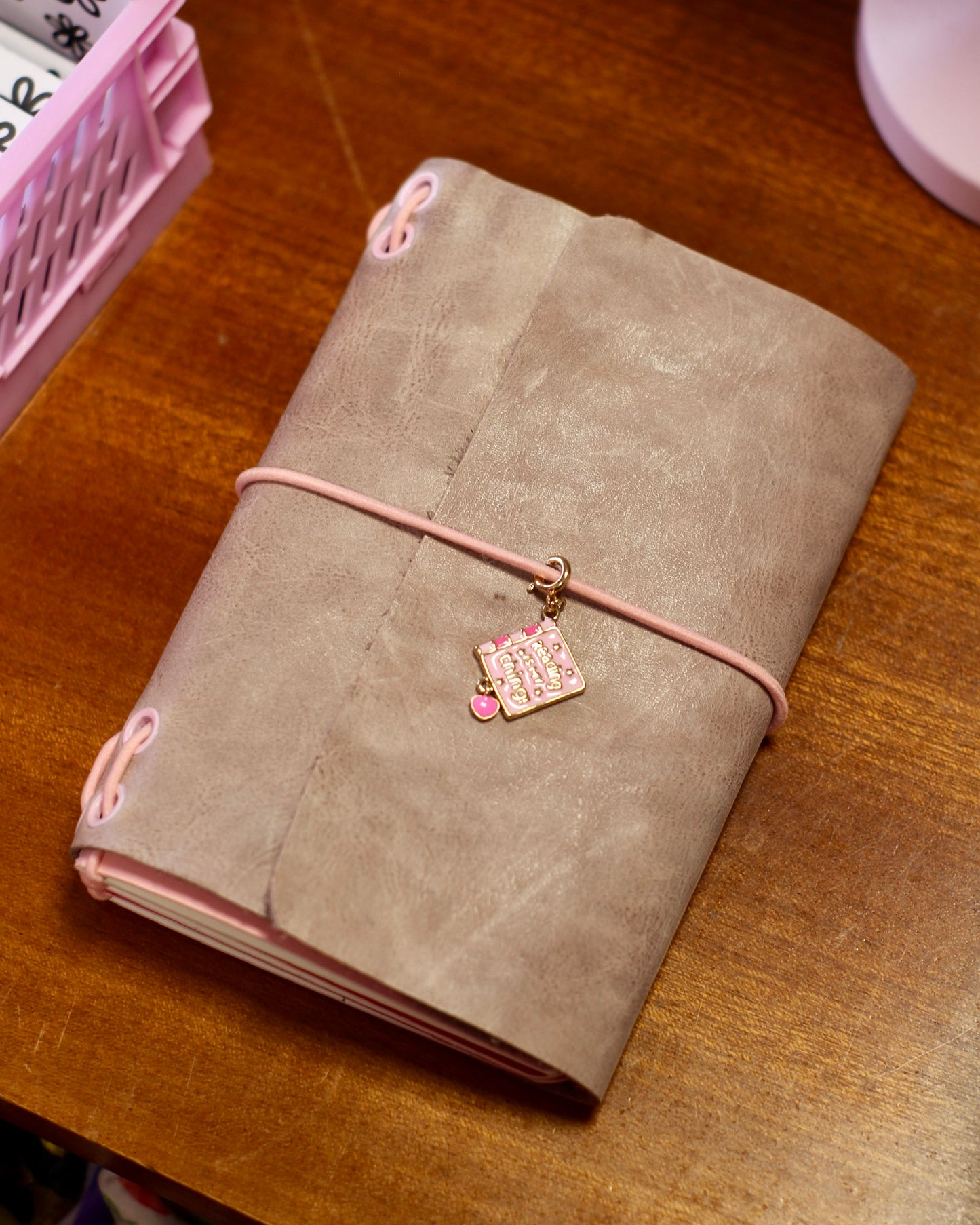 Carnet en cuir - Rose Pastel