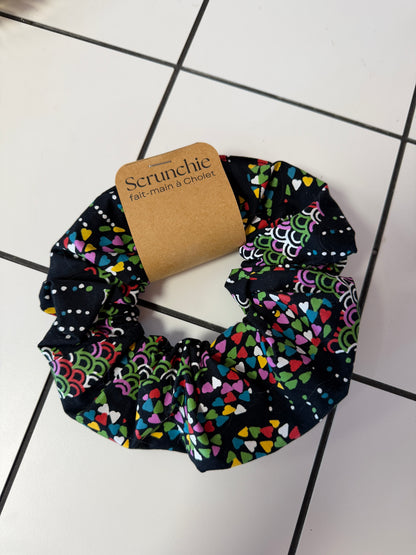 Big Scrunchie Noir à petits coeurs