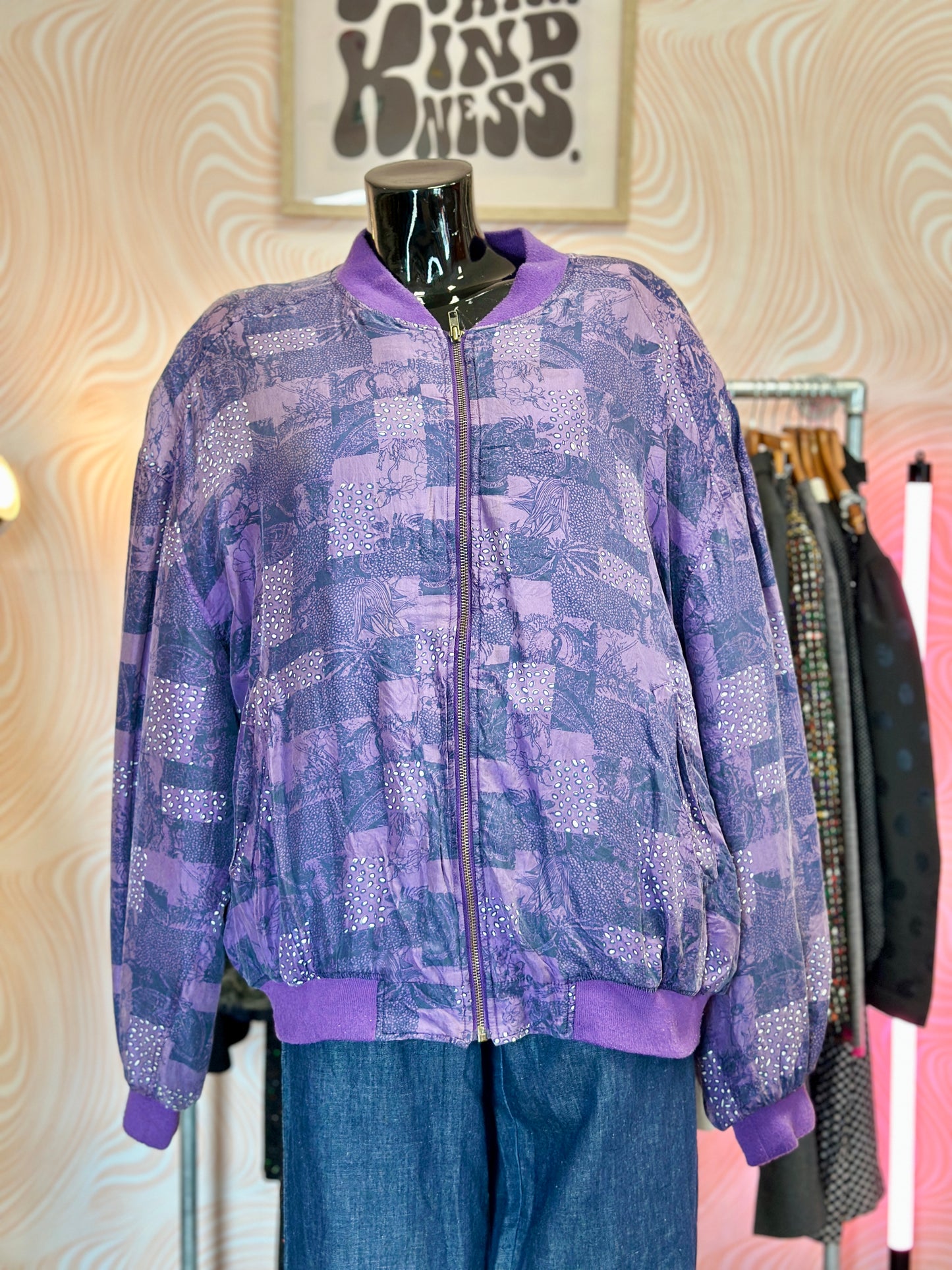 Bomber en soie violet ¬ T. L / XL