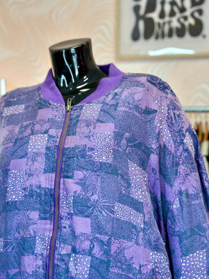 Bomber en soie violet ¬ T. L / XL