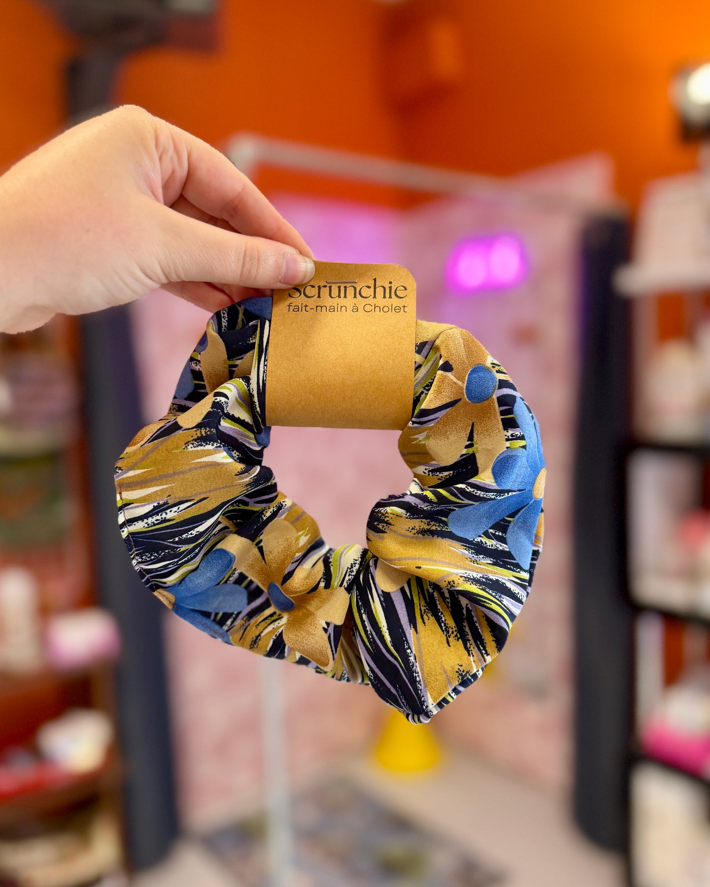 Big Scrunchie Fleurs et rayures