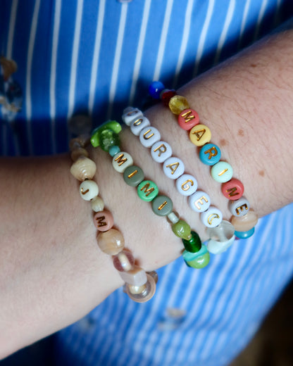 Bracelet personnalisé | perles en verre & porcelaine